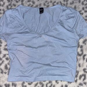 SHEIN Blue Fitted Crop Short Sleeve Tee